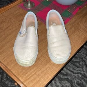 Soft pink slip on leather vans size 8 great condition